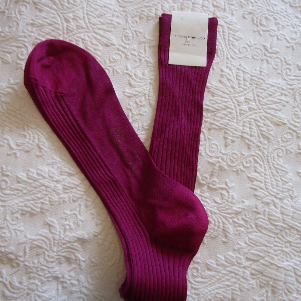 Very Long TIBERINO Purple Italian Vatican Roma Socks--NWT's--Size 12